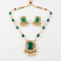 Vedilora® Royal Green & Red Traditional Necklace Set with Matching Earrings