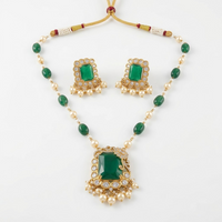 Vedilora® Royal Green & Red Traditional Necklace Set with Matching Earrings
