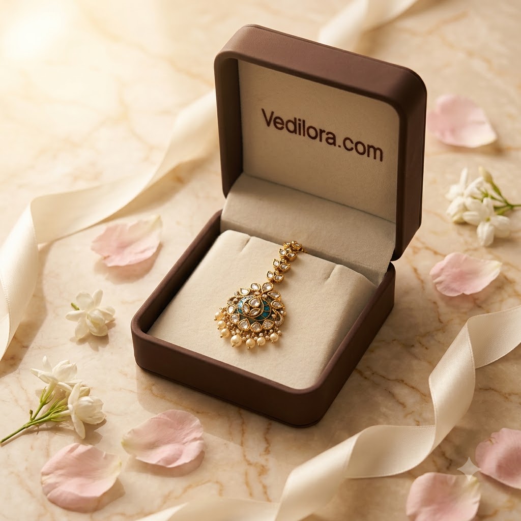 Vedilora Victorian-Plated Ethnic Kundan Maang Tikka