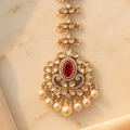 VEDILORA Fashion Jewellery Green & Red Victorian Plated Ethnic Kundan Tikka