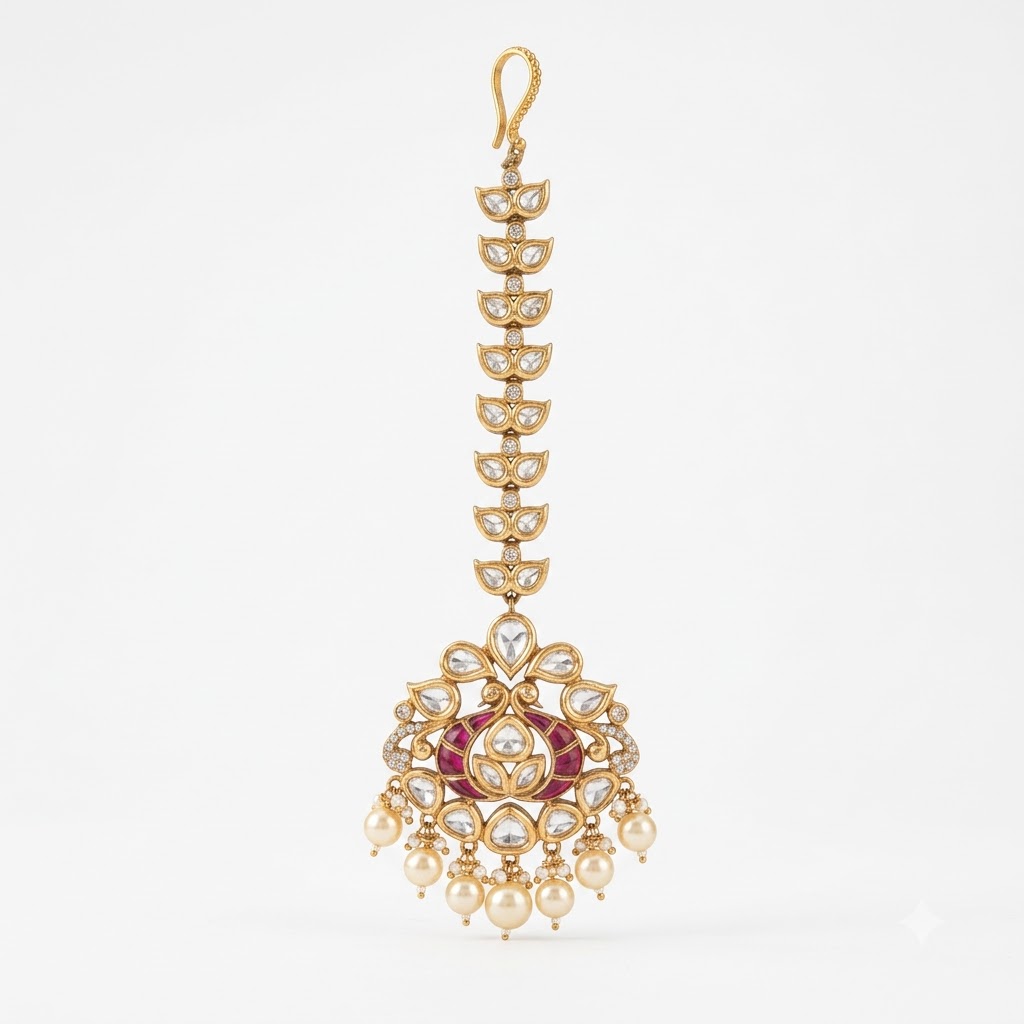 Vedilora Victorian-Plated Ethnic Kundan Maang Tikka