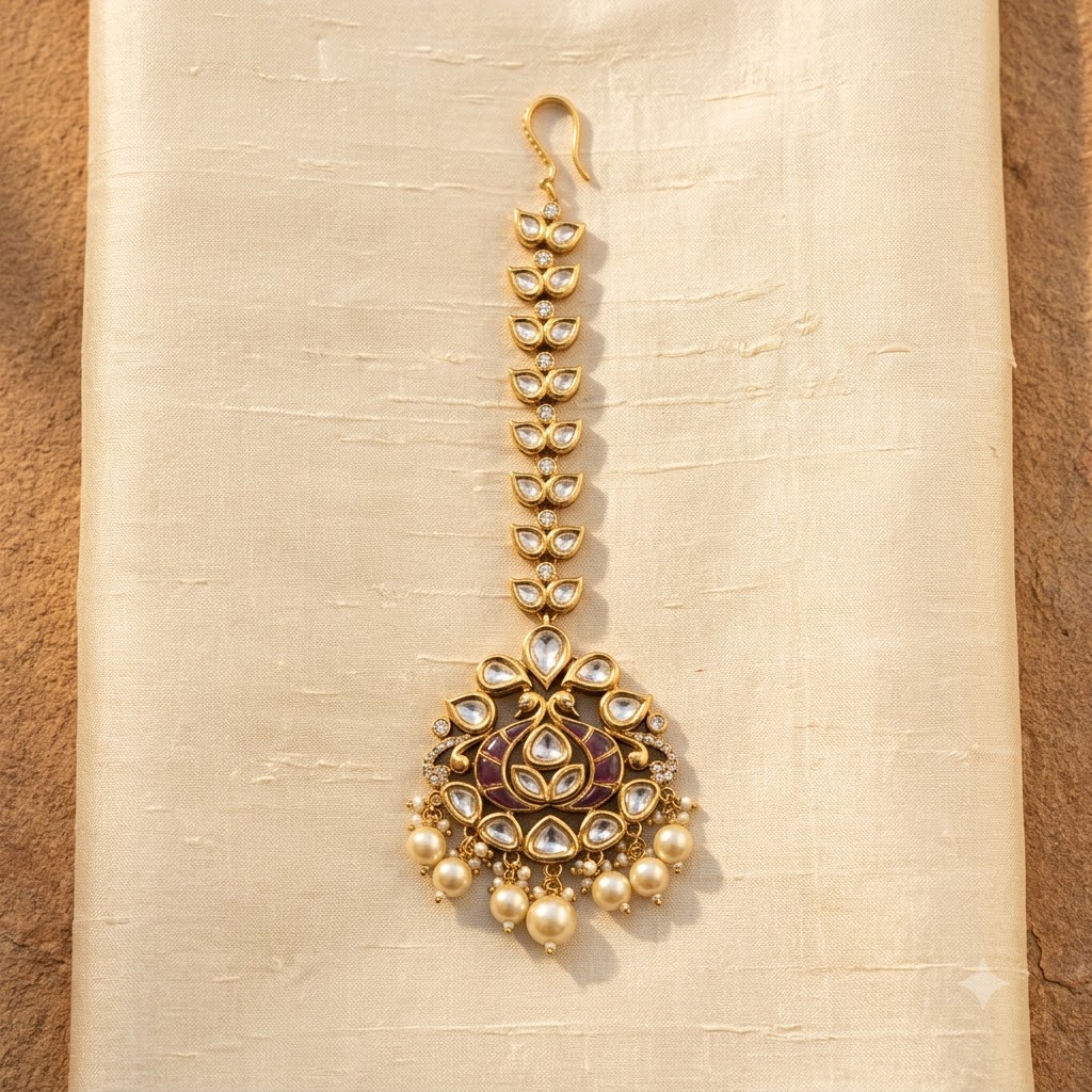 Vedilora Victorian-Plated Ethnic Kundan Maang Tikka