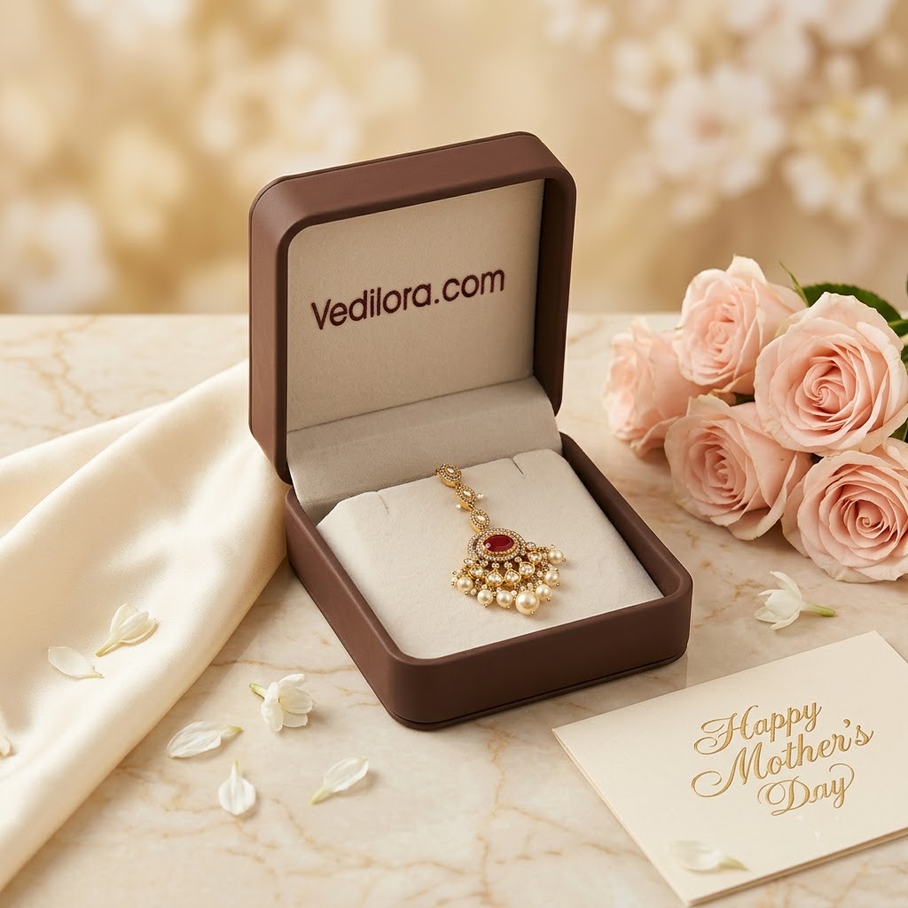 Vedilora Fashion Jewellery Kundan Studded Maang Tikka