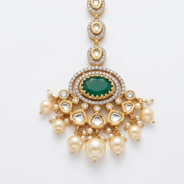 Vedilora Fashion Jewellery Kundan Studded Maang Tikka