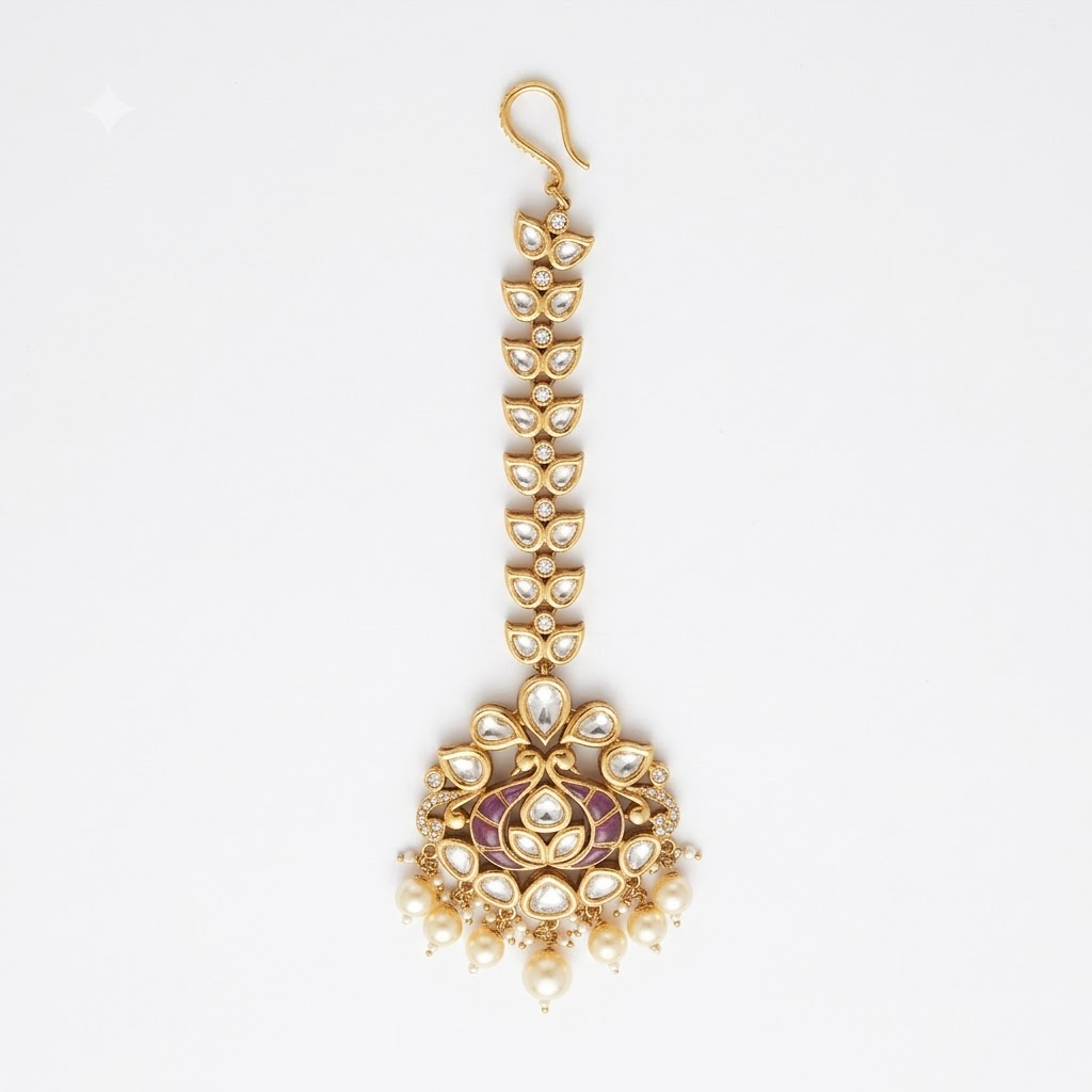 Vedilora Victorian-Plated Ethnic Kundan Maang Tikka