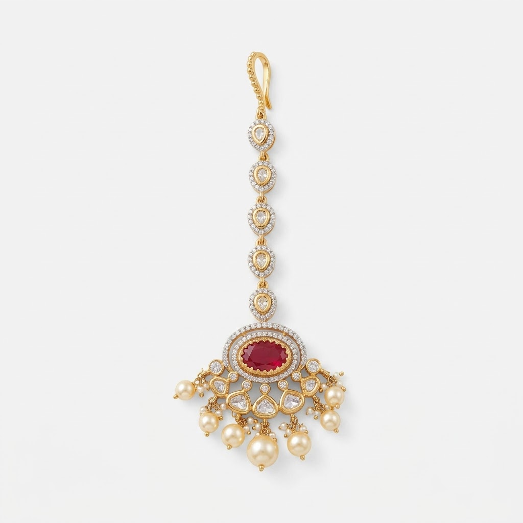 Vedilora Fashion Jewellery Kundan Studded Maang Tikka