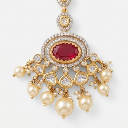 Vedilora Fashion Jewellery Kundan Studded Maang Tikka