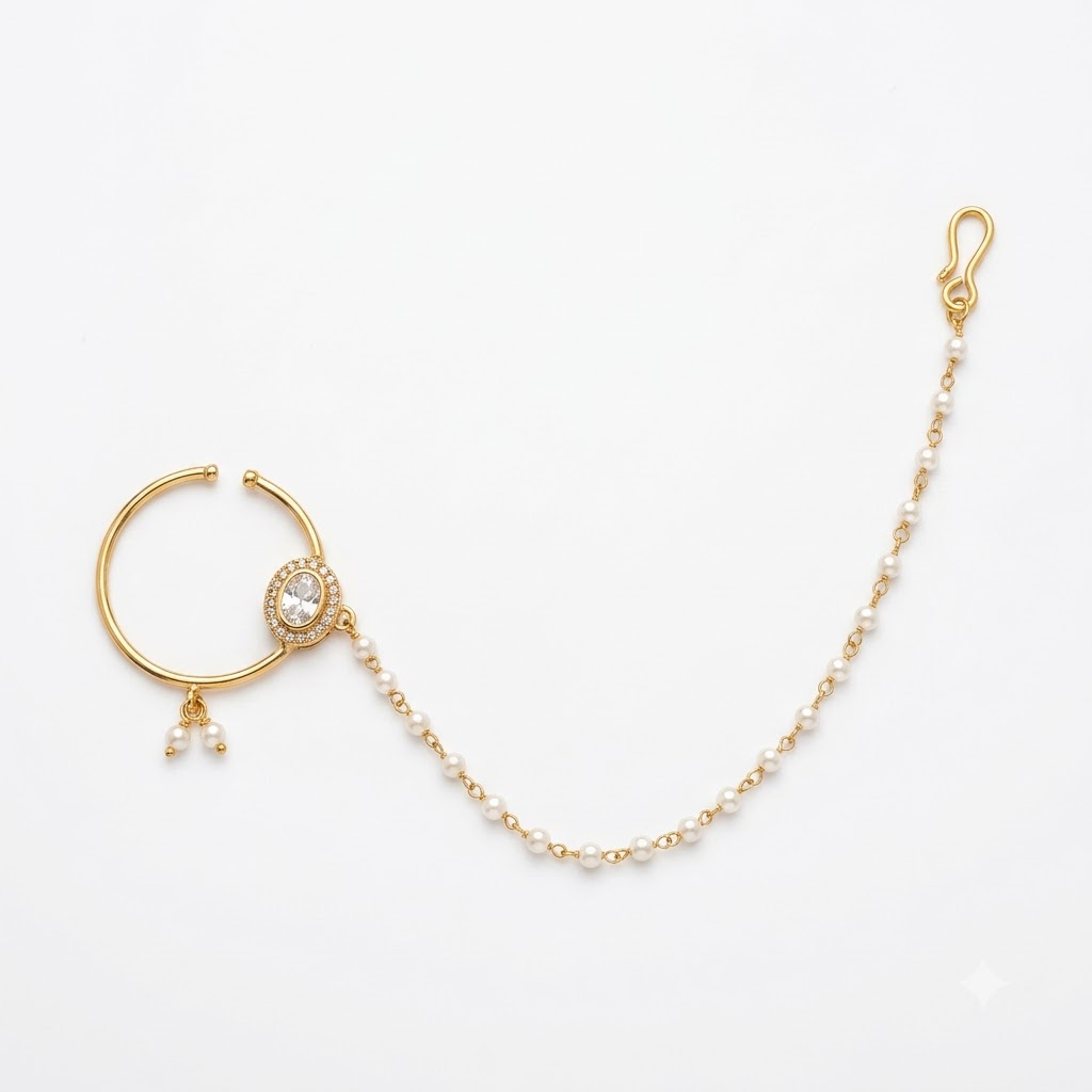 Emerald Pearl Nath Nose Ring