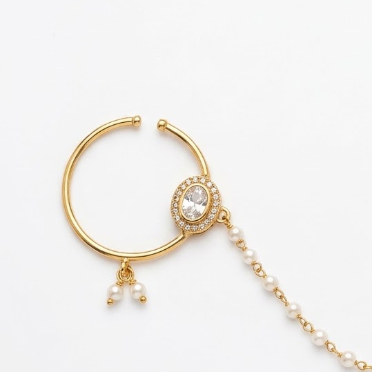 Emerald Pearl Nath Nose Ring