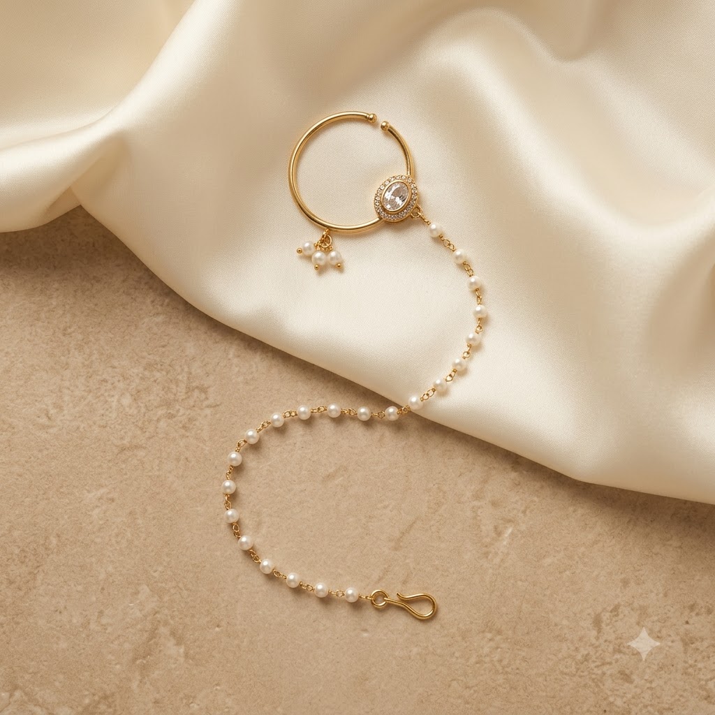 Emerald Pearl Nath Nose Ring