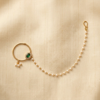 Elegant Gold-Plated Pearl Chain Nath
