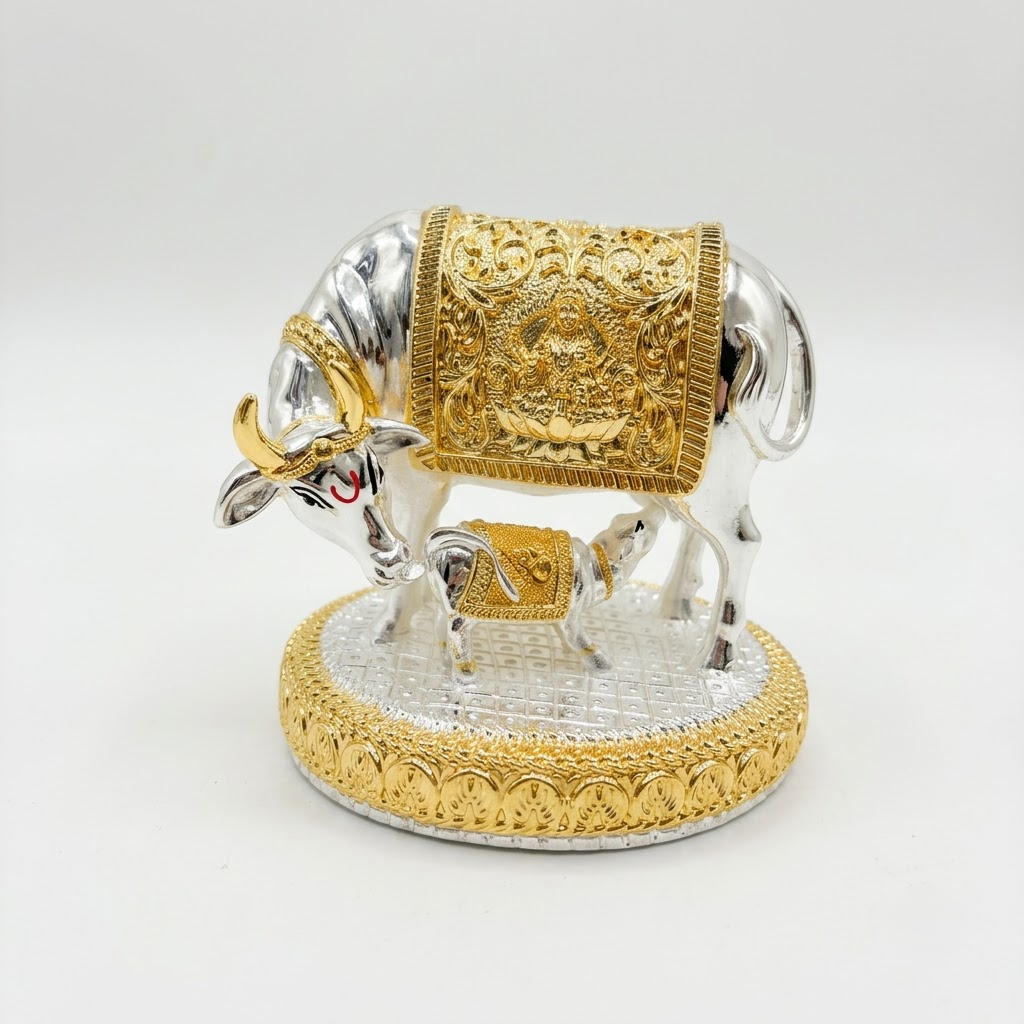 Kamdhenu Cow Dual-Tone Decorative Idol