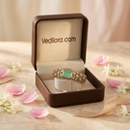Green Emerald Statement Cuff Bracelet with CZ