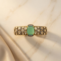 Green Emerald Statement Cuff Bracelet with CZ