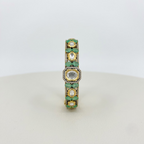 Green Emerald & Polki Statement Bracelet with Gold-Tone