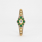 Floral Ruby Statement Bracelet with Gold-Tone Finish