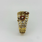 Ruby Red & White Stone Floral Statement Bracelet