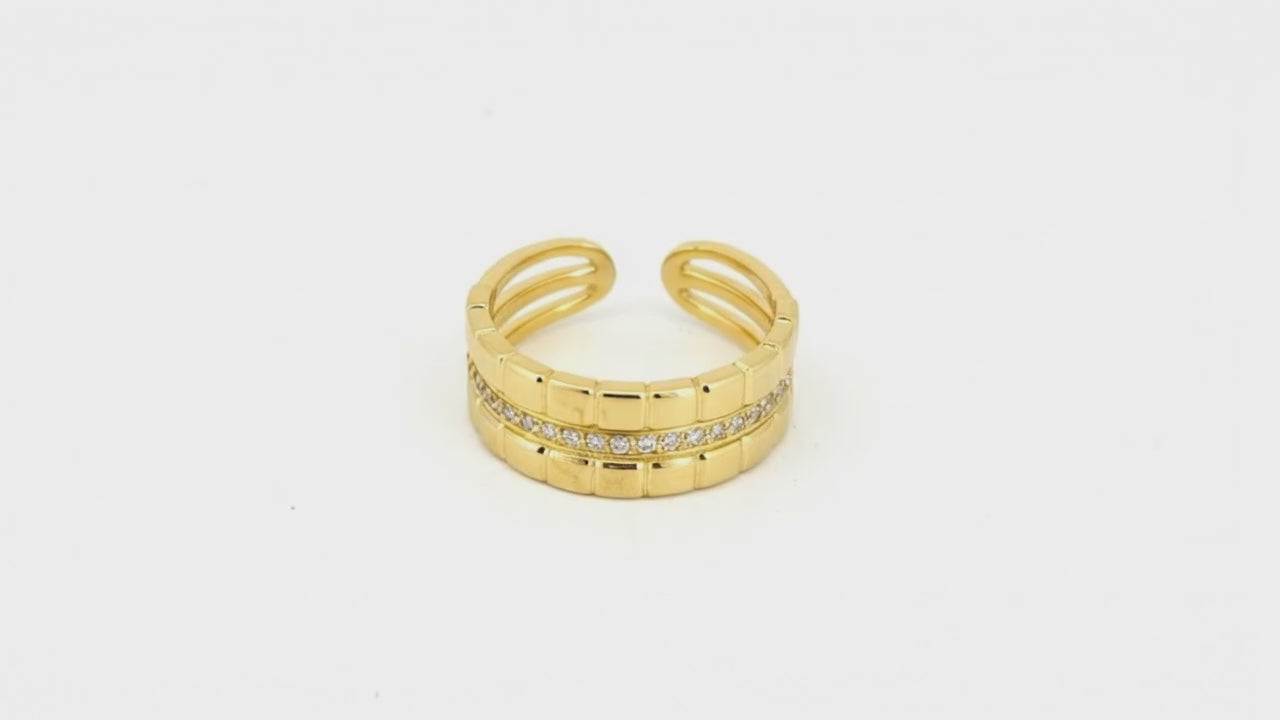 Aurelia Gold Crystal Cuff Ring