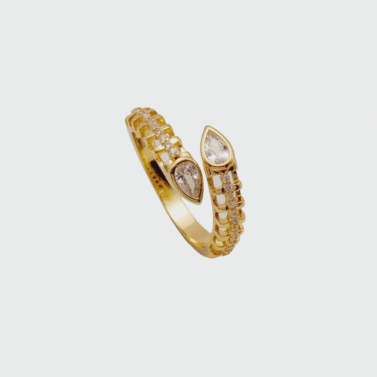 Gilded Serpent Teardrop Bypass Ring