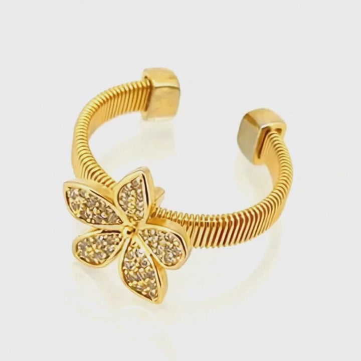 Golden Blossom Adjustable Diamond Ring