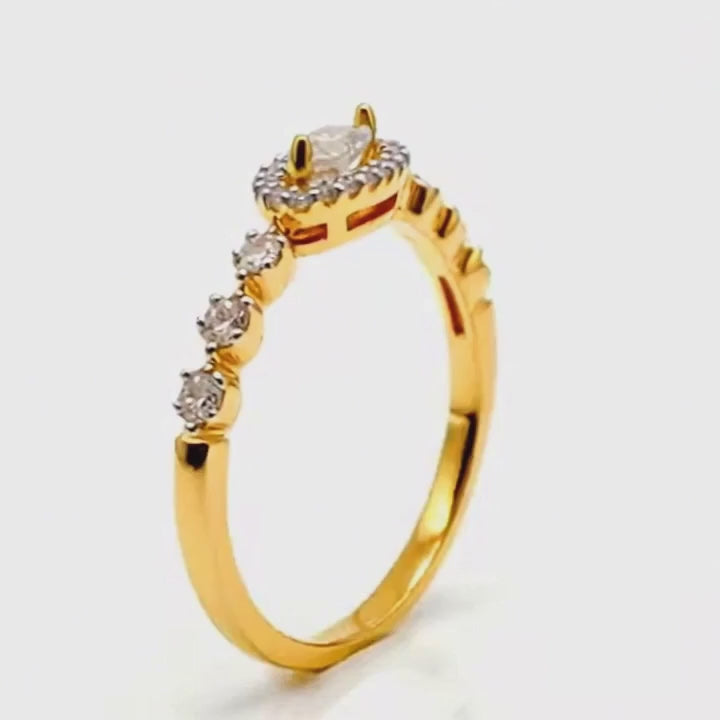 Marquise Halo Celestial Golden Ring