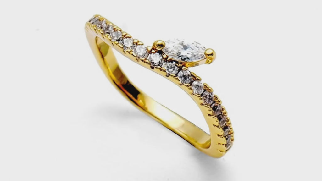 Gilded Marquise V-Contour Ring