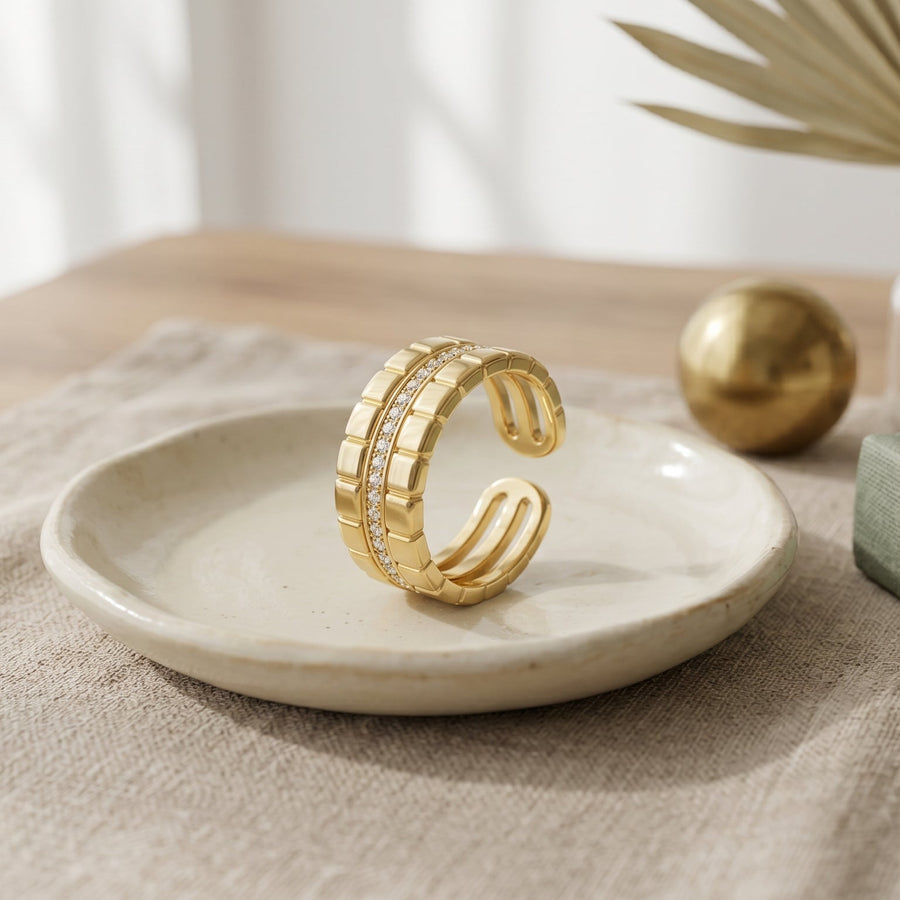 Aurelia Gold Crystal Cuff Ring