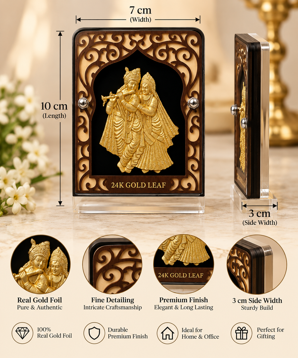 Divine Radha Krishna 24K Real Gold Foil Art Plate