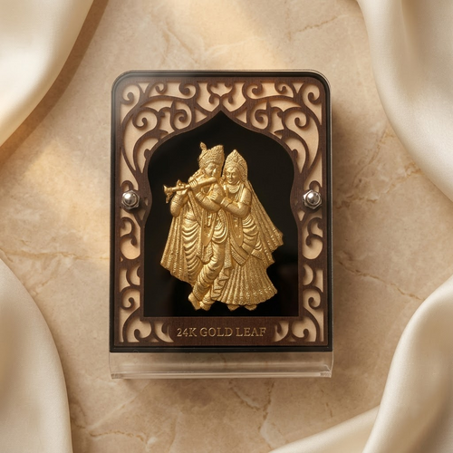 Divine Radha Krishna 24K Real Gold Foil Art Plate