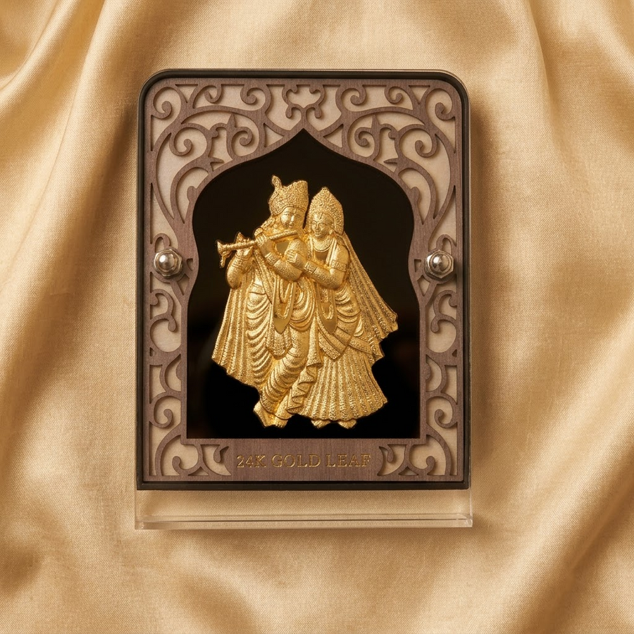 Divine Radha Krishna 24K Real Gold Foil Art Plate