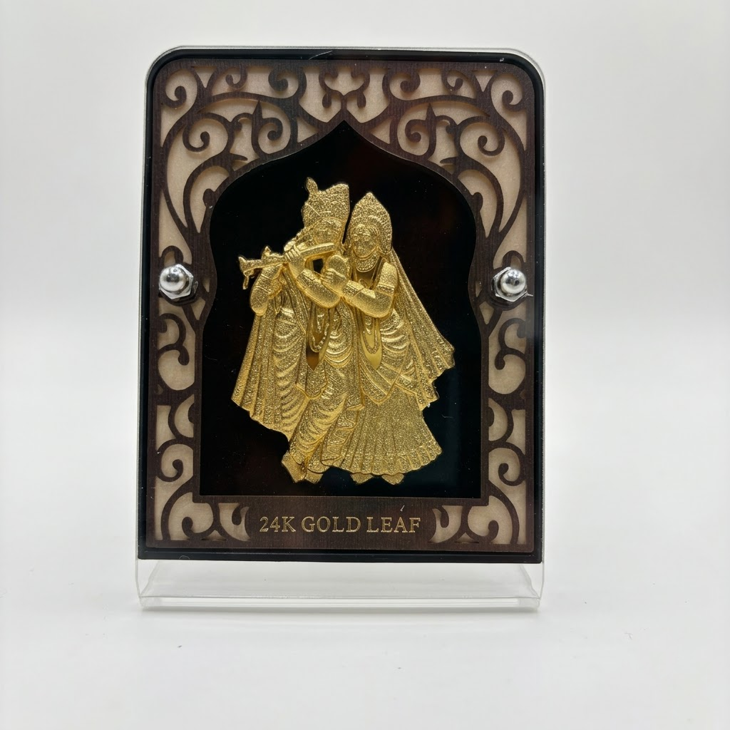 Divine Radha Krishna 24K Real Gold Foil Art Plate