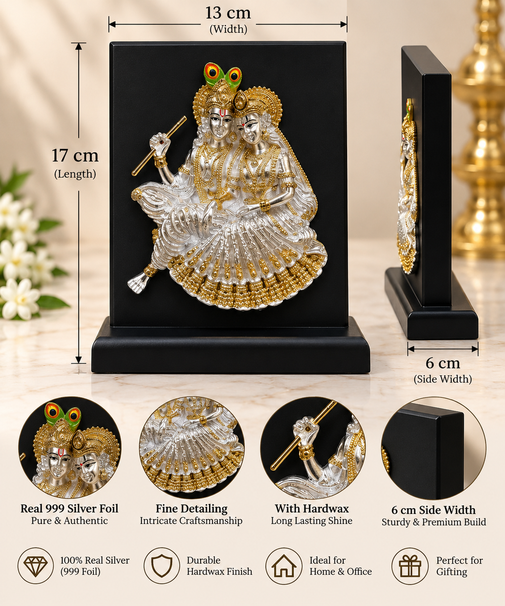 Divine Radha Krishna 999 Silver Art Frame