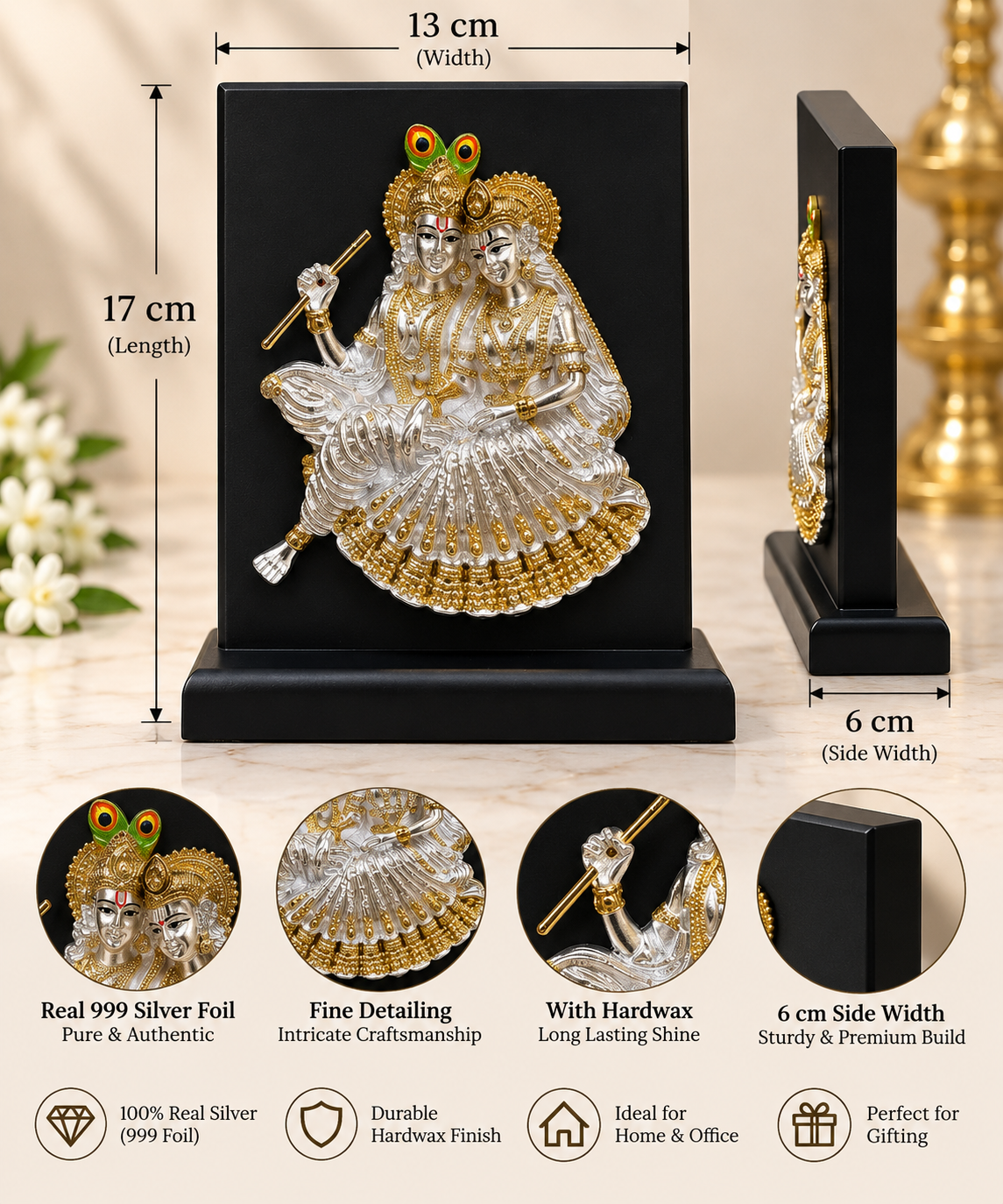 Divine Radha Krishna 999 Silver Art Frame