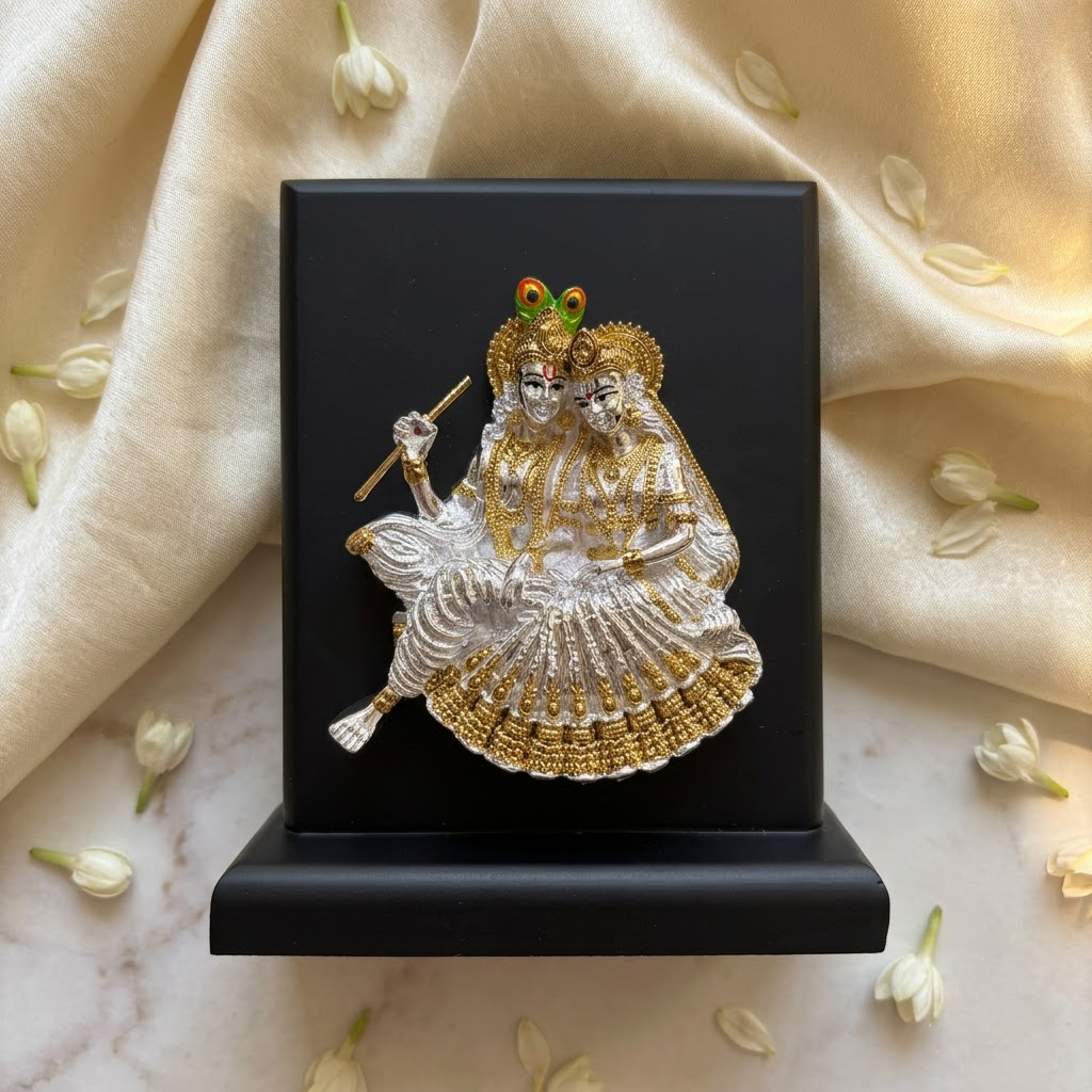 Divine Radha Krishna 999 Silver Art Frame