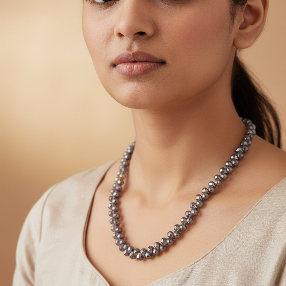 Hematite Glow Faceted Crystal Strand