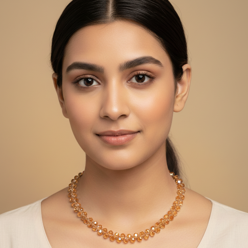 Radiant Amber Faceted Crystal Strand