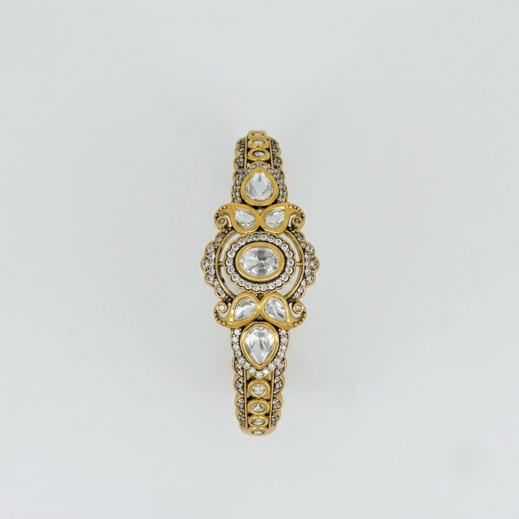 Emerald Statement Bracelet with Polki & CZ