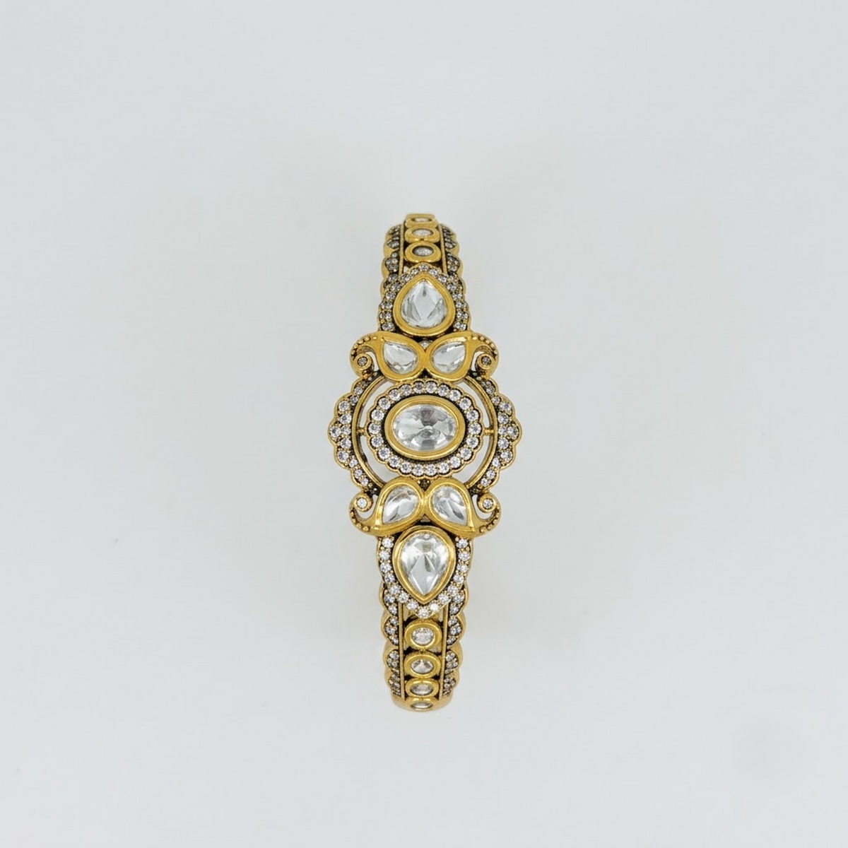 Emerald Statement Bracelet with Polki & CZ